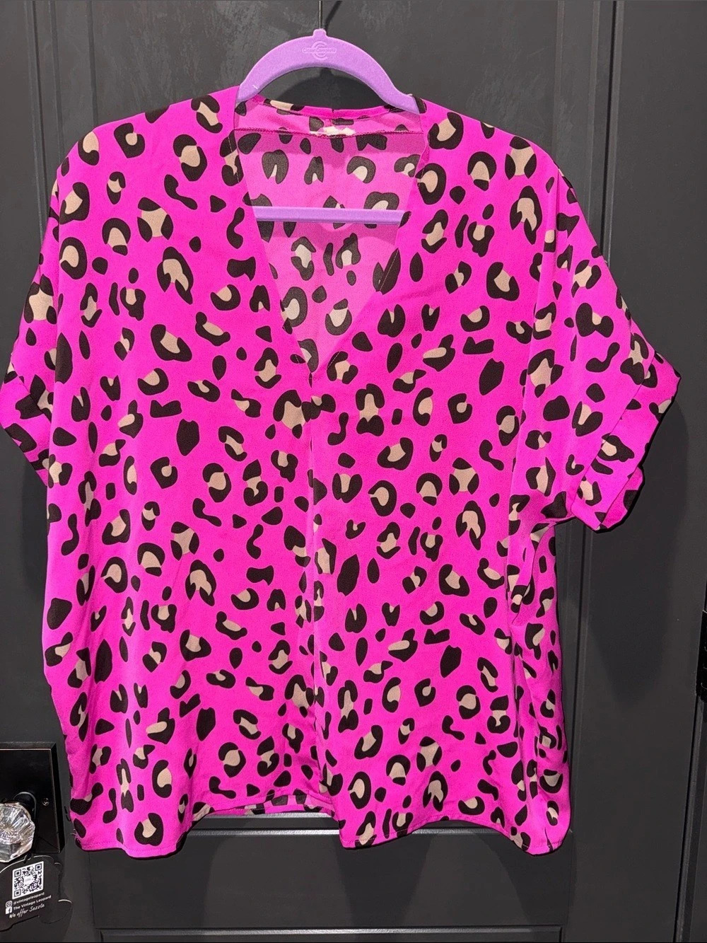 Jodifl Leopard Print Button Down Top Pink & Brown Small